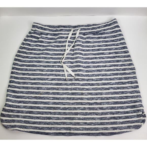 Dakini Skirt Size Large Gray White Striped Pull-On Drawstring Womens - Picture 1 of 10